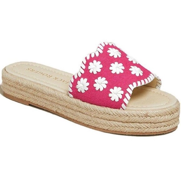 Jack Rogers Shoes - Jack Rogers Palmer Espadrille Pink & White Slide-On Platform Sandals Size 9